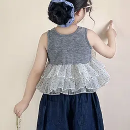 LULU & SKY Girls Polka Dot Sleeveless Ruffle Regular Top image 2