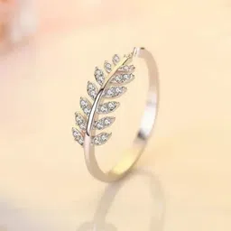 Teeragaj Stone Studded Leaf Finger Ring image 4