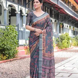 SGF11 Floral Pure Linen Saree-picture-23