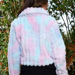 Campus Sutra Women Spread Collar Self Design Lightweight Sherpa Jacket image 2