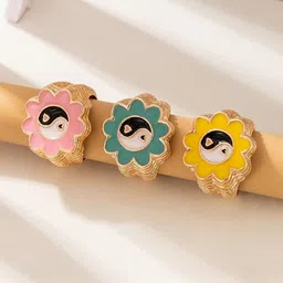 TheVineGirl Set Of 3 Gold-Plated Charming Finger Ring-image-39