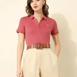 U.S. Polo Assn. Women Women Polo Collar Pure Cotton T-shirt-image-23