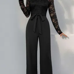 HERE&NOW Women Solid Round Neck Long Sleeves Basic Jumpsuit-picture-14