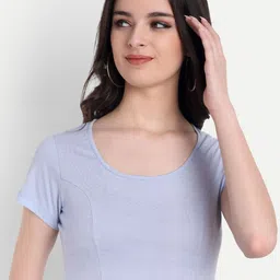 FairLeaf Women Solid Cotton Short Sleeves Crop Top-picture-37