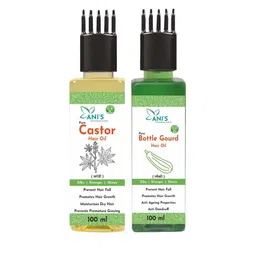 ANI'S Set Of 2 Bottle Gourd & Castor Hair Oil For Strong & Silky Hairs - 100ml Each image 1