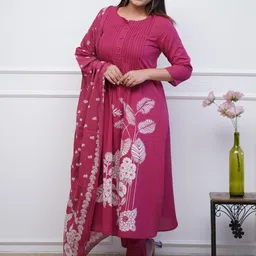 Moda Rapido Women Floral Printed Pleated Kurta with Trousers & With Dupatta image 4