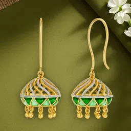KISNA DIAMOND AND GOLD JEWELLERY Gleaming Gold Domed Jhumkas 18KT Gold Earring -8.58 g-image-4