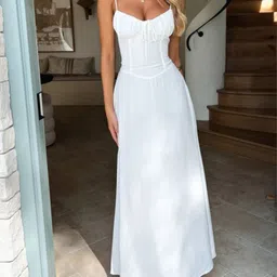 Outzidr Women Shoulder Straps Tie-Ups Corset Maxi Dress-image-20