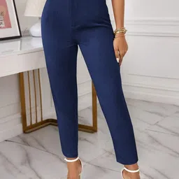 HIGH BUY Women Solid Pencil Skinny Fit High-Rise Pleated Trousers-picture-26