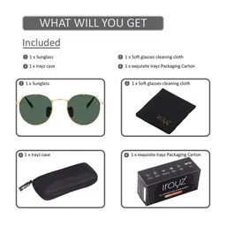 Irayz Unisex UV Protected Lens Round Sunglasses 5081 - Gold-Green image 2