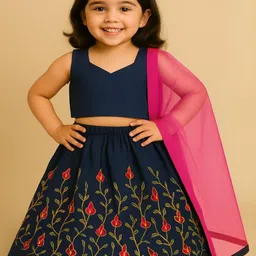Tejam Girls Embellished Semi-Stitched Lehenga & Ready to Wear Blouse With Dupatta-picture-16