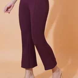 SZN Women Flared Non Iron High-Rise Bootcut Trousers image 3