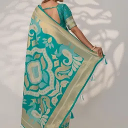 VARYAM Floral Woven Design Zari Banarasi Saree image 2