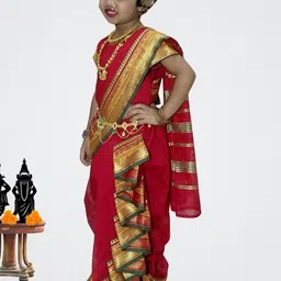 Mom and Me Girls Art Silk Sarees image 3
