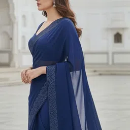 Moda Rapido Embellished Zari Poly Georgette Heavy Work Saree image 3