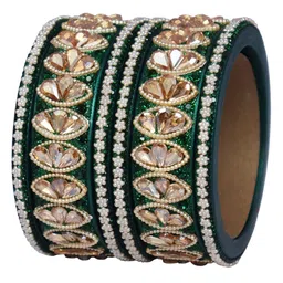 TAJ BRIDAL STORE Set Of 6 Kundan Studded Bangles image 3