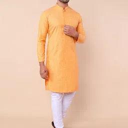 NAMASKAR Geometric Self Design Mandarin Collar Straight Kurta image 3