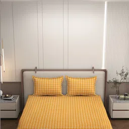 BELVOSTUM Yellow 250 TC King Bedsheet with 2 Pillow Covers-picture-26