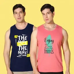 WOOSTRO Men Pack Of2 Printed Raw Edge Slim Fit T-shirt image 5