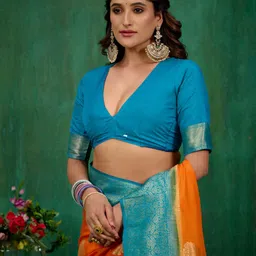 Sangria Woven Design Banarasi Saree With Blouse Piece image 5