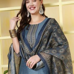 anouk rustic Anouk Women Ethnic Motifs Printed Regular Kurta with Trousers & With Dupatta-picture-29