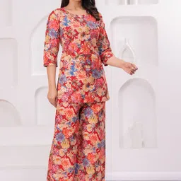 SHOBHIT Women Floral Printed Regular Kurta with Palazzos-picture-27