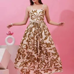 Honky Tonky Women Floral Printed Smocked Pleated Detail Fit & Flare Maxi Dress-image-31