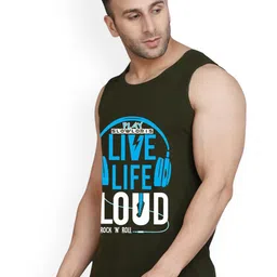 SLOWLORIS Pack Of 2 Printed Gym Vests VSL26 CMB(CHS BLACKGREY)(LOUD OLIVE) image 5