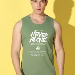 WOOSTRO Pack Of 2 Printed Super Combed Cotton Gym Vests VWS26(ALONE LGTGREEN)(98 RUST) image 2