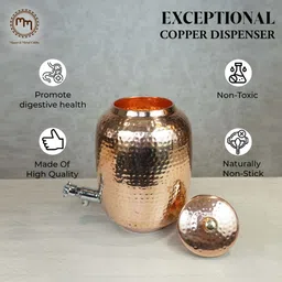maanvii metal crafts 4 L Copper Table Top Manual Water Dispenser image 4
