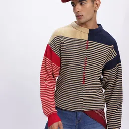 glitchez Men Self Design Round Neck White Sweater-picture-33