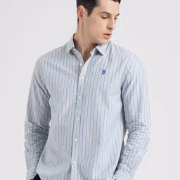 Red Tape Men Vertical Striped Button-Down Collar Pure Cotton Casual Shirt-picture-44