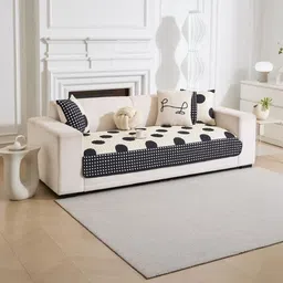 HOMETHREADS Black & White Printed Sofa Cover image 3