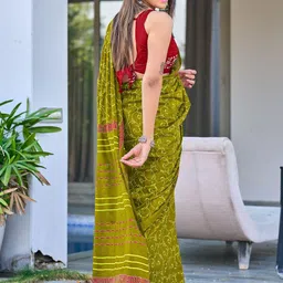 Moda Rapido Colourblocked Pure Cotton Designer Block Print Saree image 4
