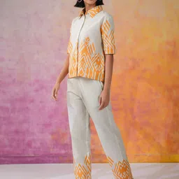 SANSKRUTIHOMES Geometric Printed Pure Cotton Shirt With Trousers image 3