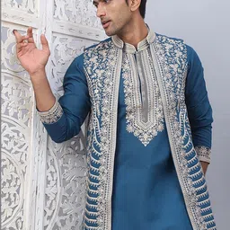 Jompers Men Regular Thread Work Kurta with Trousers image 3