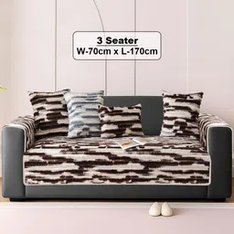 DREAM CARE Brown Polyester 3 Piece Sofa Cover With Arms image 5