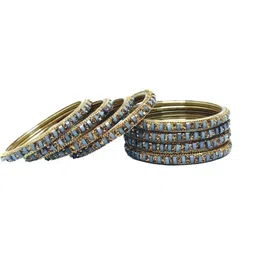 Shasmi Set Of 2 Multi Glass Artificial Stones & Beads Bangle image 2