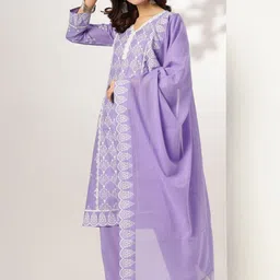 KALINI Women Ethnic Motifs Printed Regular Thread Work Pure Cotton Kurta with Trousers & With Dupatta-picture-10