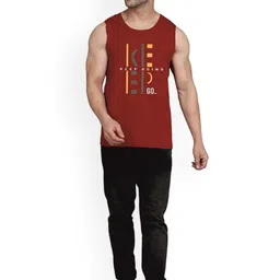 SLOWLORIS Pack Of 2 Printed Round Neck Cotton Gym Vests image 2