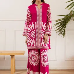 HERE&NOW Ethnic Motifs Printed V-Neck Regular Kurta with Palazzos-picture-29