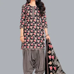 Simmu Women Floral Printed Regular Pure Cotton Kurta with Patiala & Dupatta-picture-26