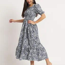 Jash Creation Floral Print Applique Fit & Flare Maxi Dress image 4