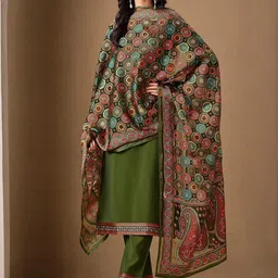 MOJILAA Floral Yoke Design Mirror Work V-Neck Straight Kurta With Trousers & Dupatta-picture-14