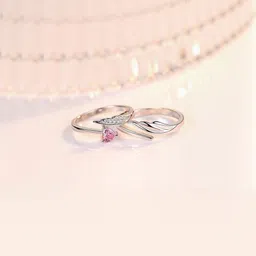 J.S ENTERPRISES Unisex Set of 2 Stainless Steel Artificial Stones Studded Finger Ring-image-62