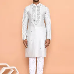 Arihant Rai Sinha Men Floral Embroidered Regular Sequinned Kurta with Trousers image 1