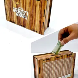 fastrush 1 Lakh Rupees Wooden Money Saving Box | Piggy Bank for Kids & Adults | Coin Bank-picture-11