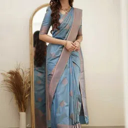 Tekson Ethnic Motifs Woven Design Zari Saree With Blouse Piece image 2