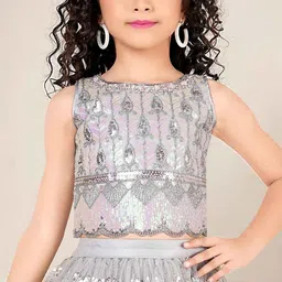 Lagorii Girls Embellished Sequinned Semi-Stitched Lehenga & image 2