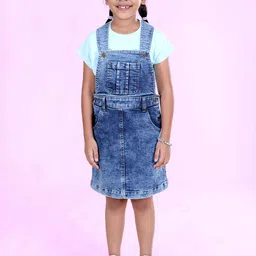 KiddoPanti Girls Denim Dungaree With Printed T-Shirt-picture-38